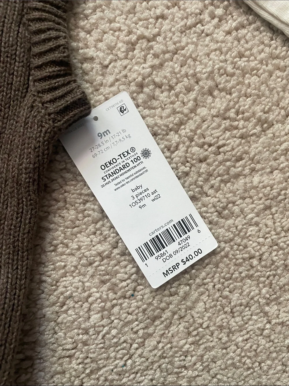 Carter's Brown Knit Vest with Cream Top & Blue Floral Leggings